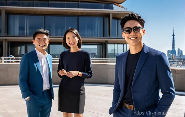 미미의 글로벌 시장 확장 가능성 - **Prompt 1: French Elegance Meets Global Innovation**
A vibrant, medium shot of a diverse group ...