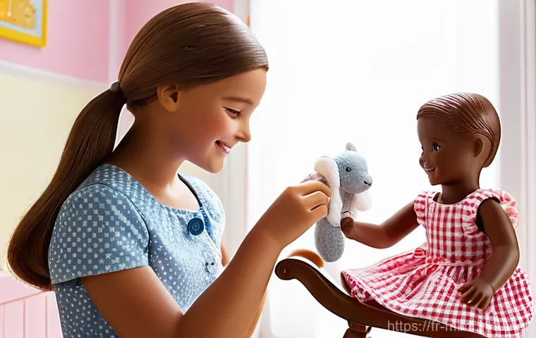 미미 캐릭터와 유사 캐릭터 비교 - A charming, sun-drenched children's room in a classic French home. A smiling young girl, approximate...