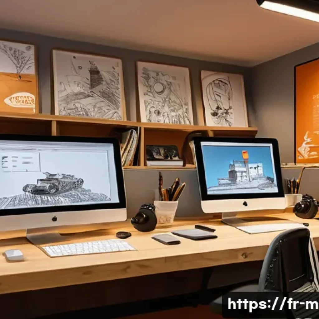 미미 캐릭터의 애니메이션 제작비용 - A detailed animation studio workspace in France, featuring diverse artists collaborating on characte...